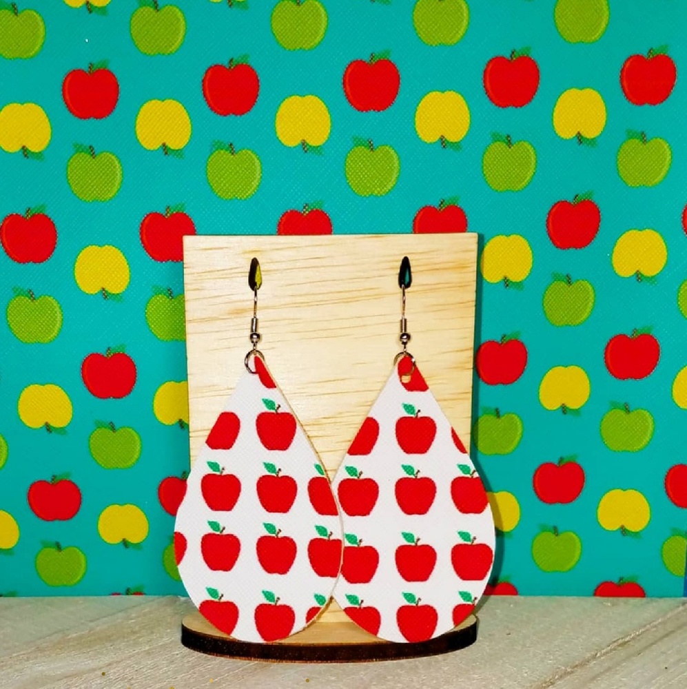 Apple print earrings